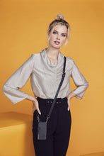 Load image into Gallery viewer, Hailey Folio Pebble Leather Crossbody Bandolier - Black/Gold