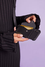 Load image into Gallery viewer, Hailey Side Slot Leather Crossbody Bandolier - Black/Silver