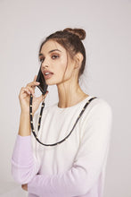 Load image into Gallery viewer, Sarah Pebble Leather Crossbody Bandolier - Black/Gold