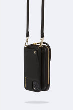 Load image into Gallery viewer, Medium Pebble Leather Expanded Zip Pouch - Black/Gold