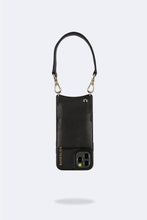 Load image into Gallery viewer, Angie Pebble Leather Bandolet Strap - Black/Gold