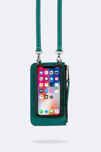 Load image into Gallery viewer, Classic Pebble Leather Zip Pouch - Emerald Green/Silver