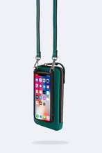 Load image into Gallery viewer, Pebble Leather Expanded Zip Pouch - Emerald Green/Silver