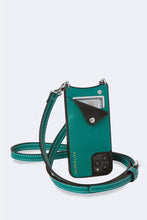 Load image into Gallery viewer, Casey Pebble Leather Crossbody Bandolier - Emerald Green/Silver