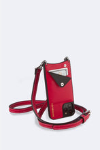 Load image into Gallery viewer, Casey Pebble Leather Crossbody Bandolier - Red/Silver