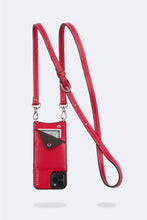 Load image into Gallery viewer, Casey Pebble Leather Crossbody Bandolier - Red/Silver