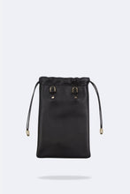 Load image into Gallery viewer, Drawstring Smooth Leather Pouch - Black/Gold