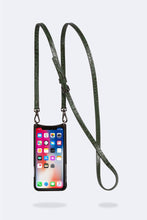 Load image into Gallery viewer, Emma Embossed Leather Crossbody Bandolier - Green Croc/Pewter