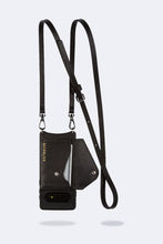 Load image into Gallery viewer, Gemma Samsung 10 Series Side Slot Pebble Leather Crossbody Bandolier - Black/Pewter