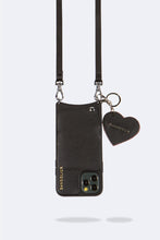 Load image into Gallery viewer, Bandolier Pebble Leather Heart Keychain - Black/Pink/Silver