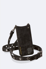 Load image into Gallery viewer, Roxanne Velvet Crossbody Bandolier - Black Velvet/Pewter