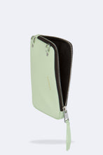 Load image into Gallery viewer, Pebble Leather Expanded Zip Pouch - Mist Green/ Silver