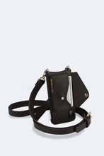 Load image into Gallery viewer, Hailey Side Slot Leather Crossbody Bandolier - Black/Gold