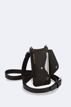 Load image into Gallery viewer, Hailey Side Slot Leather Crossbody Bandolier - Black/Silver