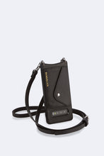 Load image into Gallery viewer, Gemma Samsung 10 Series Side Slot Pebble Leather Crossbody Bandolier - Black/Silver