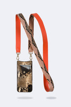 Load image into Gallery viewer, Angela Snake Embossed Leather Strap Only - Orange Snake/Gold