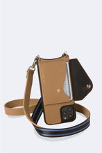 Load image into Gallery viewer, Olivia Smooth Leather Crossbody Bandolier - Tan/Gold