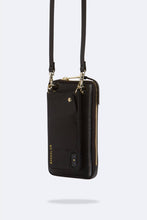 Load image into Gallery viewer, Vegan Leather Expanded Zip Pouch - Black/Gold