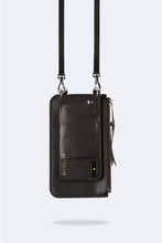 Load image into Gallery viewer, Classic Vegan Leather Zip Pouch - Black/Silver