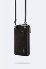 Load image into Gallery viewer, Vegan Leather Expanded Zip Pouch - Black/Silver