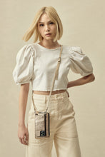 Load image into Gallery viewer, Pebble Leather Expanded Zip Pouch - Champagne/Silver
