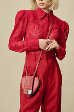 Load image into Gallery viewer, Heart Pebble Leather Zip Pouch - Red/Gold
