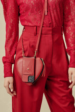 Load image into Gallery viewer, Heart Pebble Leather Zip Pouch - Red/Gold
