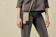 Load image into Gallery viewer, Nicole Pebble Leather Crossbody Bandolier - Greige/Silver
