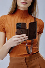 Load image into Gallery viewer, Hailey Folio Distressed Leather Crossbody Bandolier - Dark Brown/Silver
