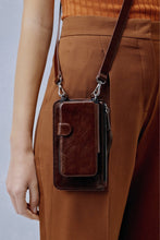 Load image into Gallery viewer, Classic Distressed Leather Zip Pouch - Dark Brown/Silver
