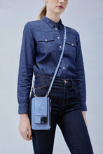 Load image into Gallery viewer, Classic Pebble Leather Zip Pouch - Cerulean/Silver
