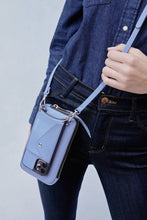 Load image into Gallery viewer, Pebble Leather Expanded Zip Pouch - Cerulean/Silver
