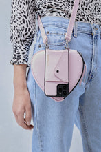 Load image into Gallery viewer, Heart Pebble Leather Zip Pouch - Primrose/Silver
