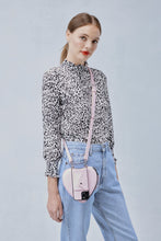 Load image into Gallery viewer, Heart Pebble Leather Zip Pouch - Primrose/Silver
