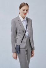 Load image into Gallery viewer, Emma Pebble Leather Crossbody Bandolier - Black/Silver
