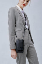 Load image into Gallery viewer, Classic Pebble Leather Zip Pouch - Black/Silver
