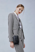 Load image into Gallery viewer, Classic Pebble Leather Zip Pouch - Black/Silver
