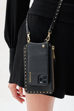 Load image into Gallery viewer, Mini-Round Stud Zip Pouch - Black/Gold
