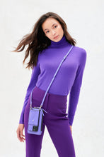 Load image into Gallery viewer, Pebble Leather Expanded Zip Pouch - Grape Mist/Silver
