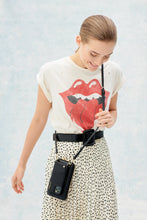 Load image into Gallery viewer, Pebble Leather Expanded Zip Pouch - Black/Gold
