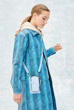Load image into Gallery viewer, Smooth Leather Classic Zip Pouch - Light Blue/Navy/Silver
