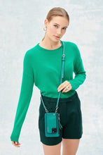 Load image into Gallery viewer, Classic Pebble Leather Zip Pouch - Emerald Green/Silver
