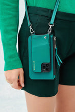 Load image into Gallery viewer, Classic Pebble Leather Zip Pouch - Emerald Green/Silver
