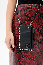 Load image into Gallery viewer, Pyramid Stud Pebble Leather Zip Pouch - Black/Silver
