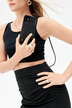 Load image into Gallery viewer, Sarah Pebble Leather Pyramid Stud Strap - Black/Pewter
