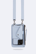 Load image into Gallery viewer, Smooth Leather Classic Zip Pouch - Light Blue/Navy/Silver
