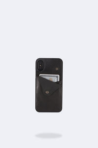 Alex Pebble Leather Wallet Case (no D-rings) - Black/Pewter
