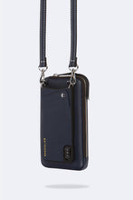 Load image into Gallery viewer, Pebble Leather Expanded Zip Pouch - Navy/Silver
