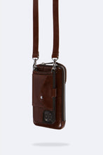 Load image into Gallery viewer, Distressed Leather Expanded Zip Pouch - Dark Brown/Silver
