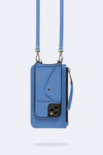 Load image into Gallery viewer, Classic Pebble Leather Zip Pouch - Cerulean/Silver
